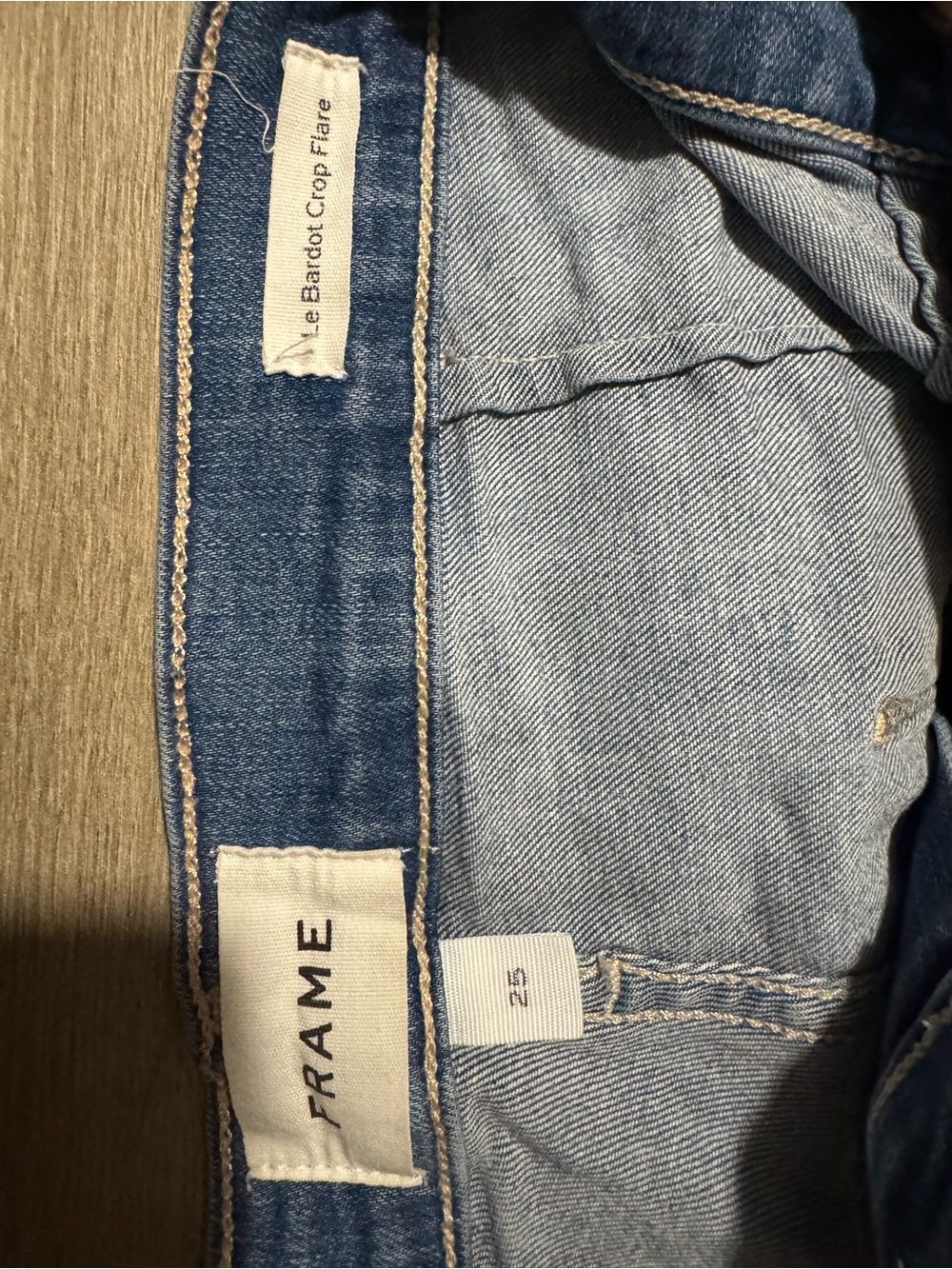 Frame Denim Blue Le Bardot Crop Flare Jeans - Picture 3 of 5